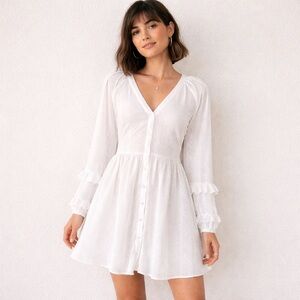 Walter Baker Haven Babydoll Long Sleeve Stretchy Lace Mini Dress Size Medium